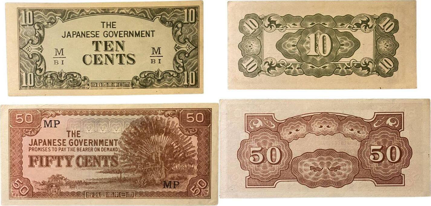 Malaya Malaysia Cents Banknoten St Ck Lot Japanese