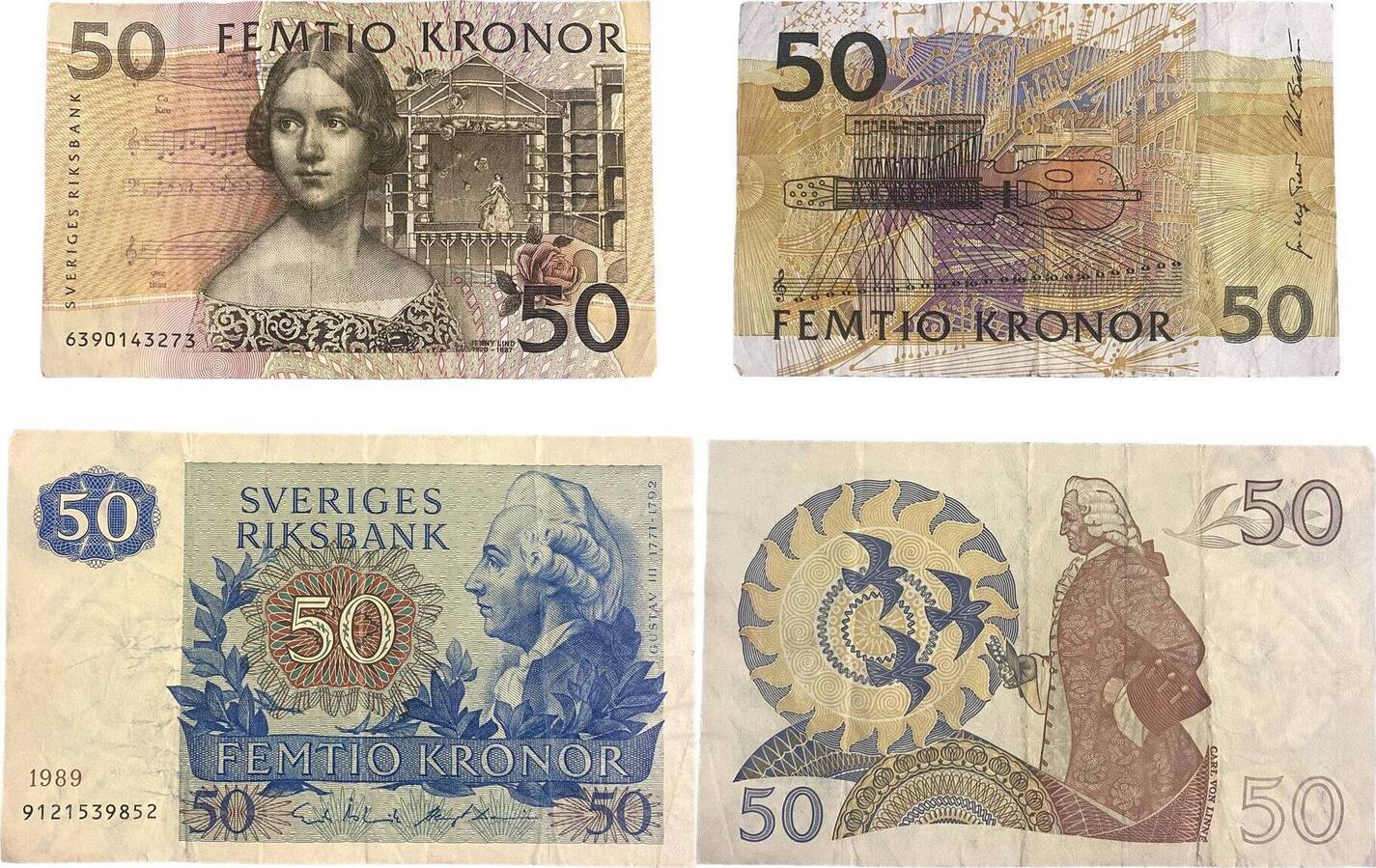 Sweden Schweden 50 50 Kronor 1989 ND 1996 2003 Banknoten 2 Stück Lot