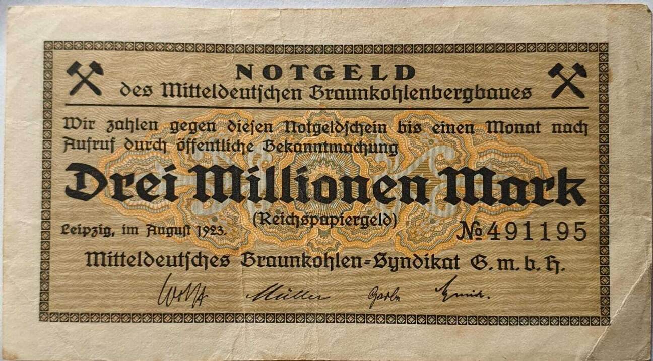 Deutschland Deutsches Reich 3 Mio Mark 1923 Notgeld Des