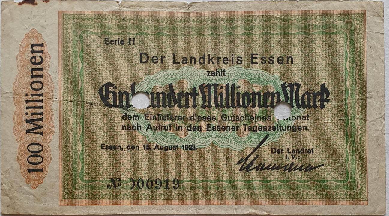 Deutschland Deutsches Reich Mio Mark Notgeld Des Landkreises