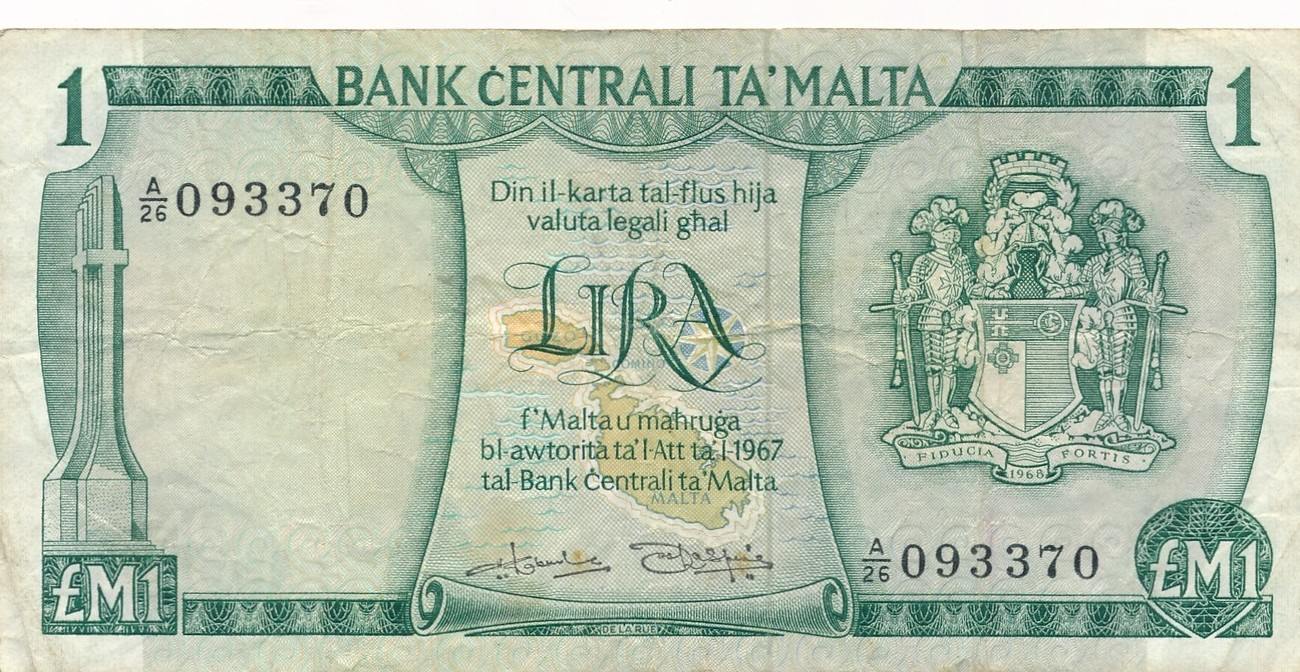 Malta 1 Pound 1967 Geldschein Banknote IV MA Shops