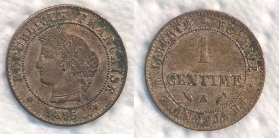 Frankreich 1 Centime 1895 Cérès Paris A sehr schön MA Shops