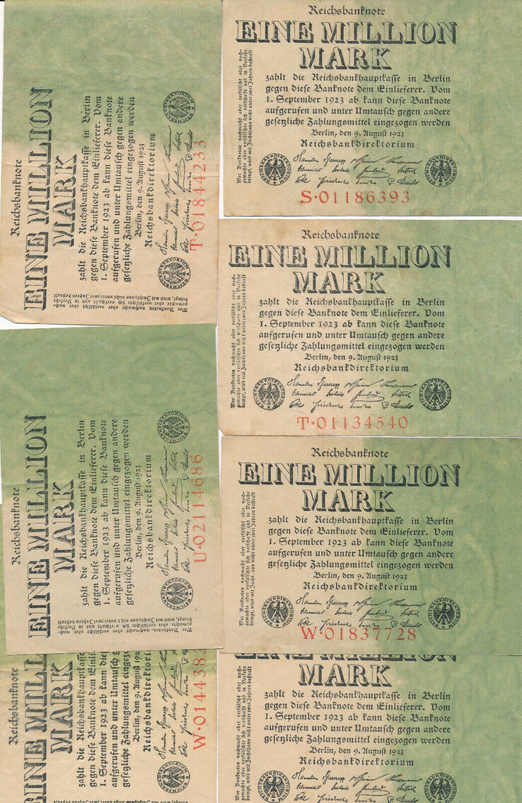 Million Mark Deutschland Reichsbanknoten Lot St Ck Ro