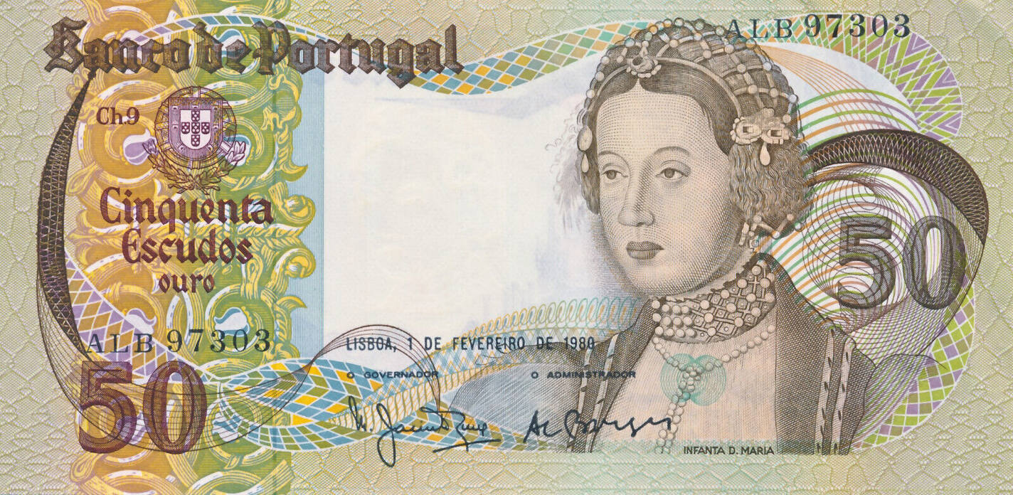 50 Escudos 1980 Banknote Portugal Geldschein Bankfrisch Unc Unz MA Shops