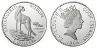 Cook Islands 5 Dollars Cook Islands Gepard, 5 Dollars Silbr 1996 Polierte Platte