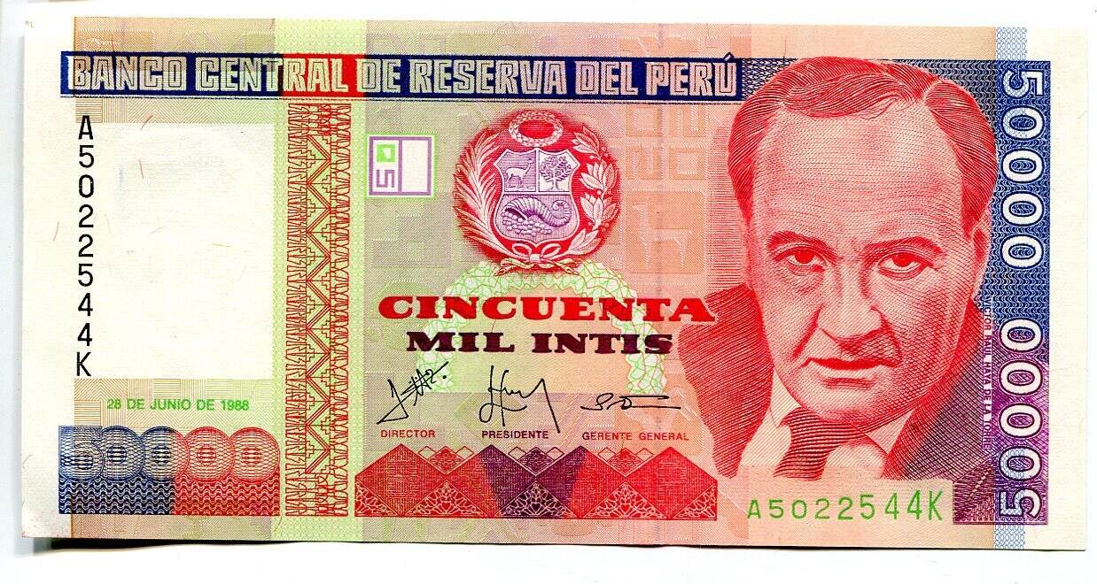 Peru Intis Geldschein Banknote Unc Ma Shops