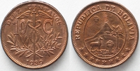 Bolivien BOLIVIA 10 Centavos 1939 - TRIAL STRIKE - copper plated tin RRR!!! UNC # 82065