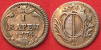 Schweiz - Luzern Swiss LUZERN Rappen 1774 - OFF METAL IN SILVER - RARE! VF # 83501