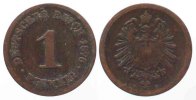 Deutschland - Kaiserreich Germany EMPIRE 1 Pfennig 1876 B copper aVF SCARCE! # 86434