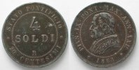 Vatikan PAPAL STATE 4 Soldi 1868 PIUS IX An.XXII White metal pattern RARE!!! # 89372