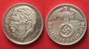 Deutschland - Drittes Reich 3rd REICH 2 Reichsmark 1938 HITLER silvered brass MEDALLIC ISSUE Proof # 90022