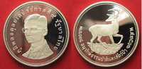 Thailand THAILAND 100 Baht 1974 Brown-antlered DEER WWF silver Proof SCARCE! # 90413