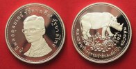 Thailand THAILAND 50 Baht 1974 RHINOCEROS WWF silver Proof SCARCE! # 90414