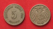 Deutschland - Kaiserreich Germany EMPIRE 5 Pfennig 1899 G Cu-Ni VF SCARCE! # 90533