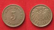 Deutschland - Kaiserreich GERMANY 5 Pfennig 1902 G - MINT MARK DOUBLE STRIKE - Cu-Ni XF SCARCE! # 90534 Picture
