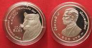 Thailand THAILAND 100 Baht 1997 Tiger WWF silver Proof SCARCE! # 90629