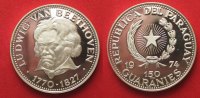 Paraguay PARAGUAY 150 Guaranies 1974 LUDWIG van BEETHOVEN Silber RAR!!! # 90652