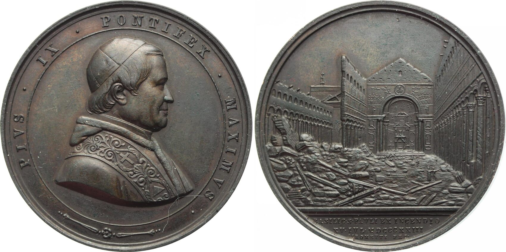 Italien Kirchenstaat Bronzemedaille 1873 Pius IX 1846 1878 Schöne