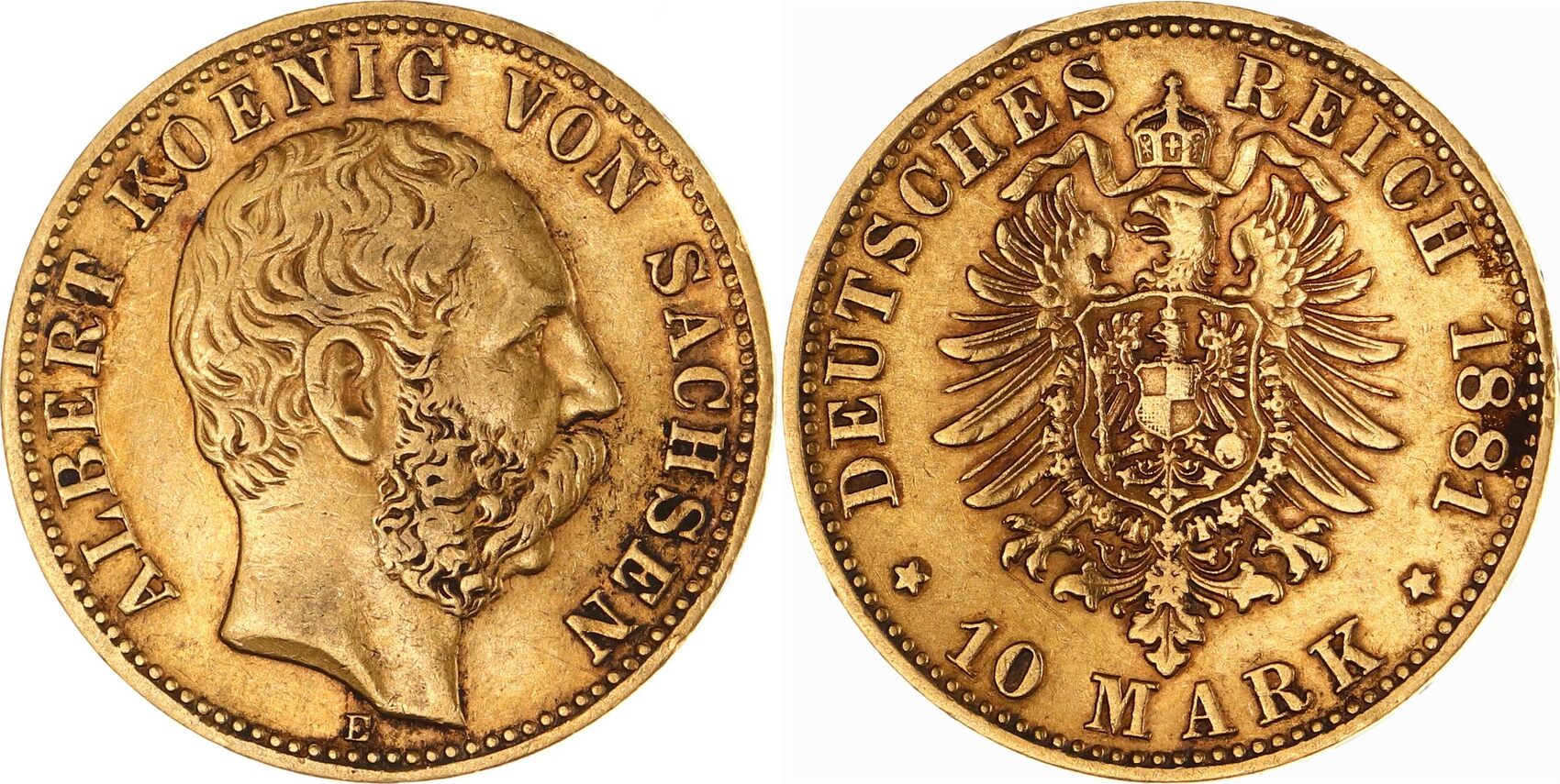 Sachsen 10 Mark Gold 1881 E Albert 1873 1902 Sehr schön MA Shops