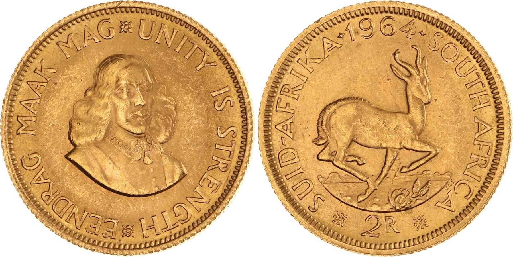 Südafrika 2 Rand Gold 1964 Republik nach 1961 Vorzüglich