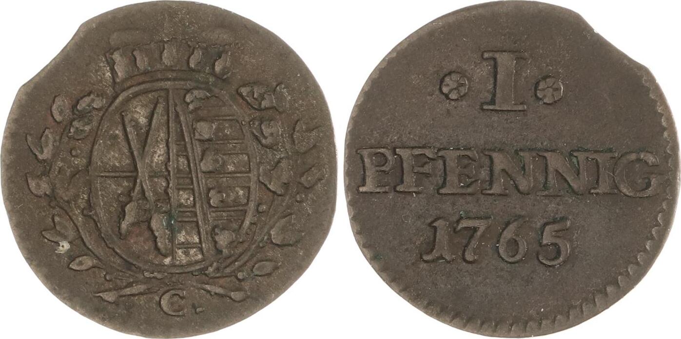 Sachsen Albertinische Linie Pfennig C Friedrich August Iii