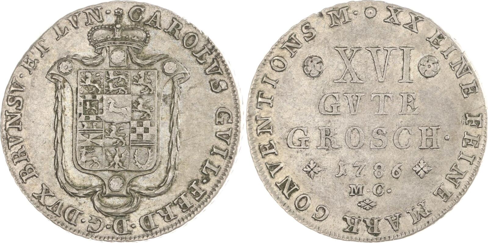 Braunschweig Wolfenbüttel 16 Gute Groschen 1786 MC Karl Wilhelm