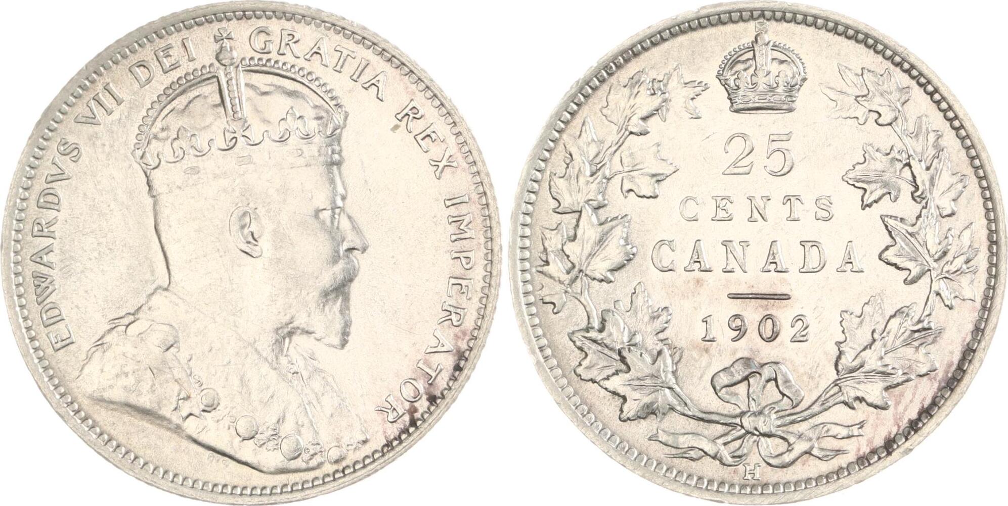 Kanada Canada 25 Cents 1902 H Edward VII 1901 1910 Vorzüglich