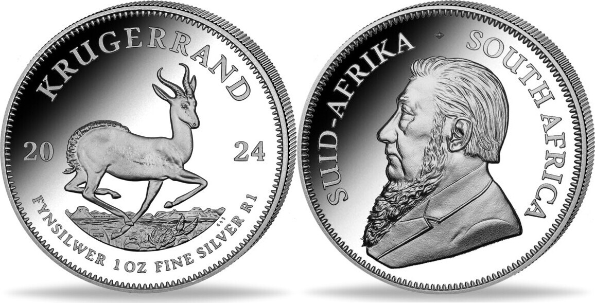 Südafrika Silbermünze Krügerrand 2024 1 oz 1 Rand 999 Silber Bullion