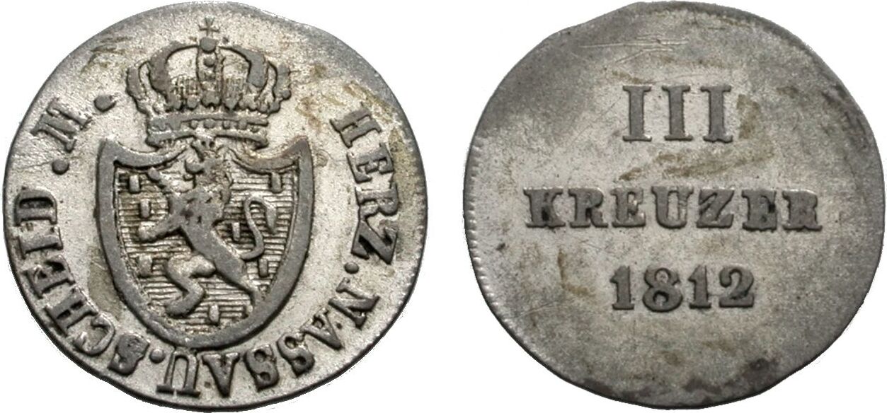 NASSAU 3 Kreuzer 1812 FRIEDRICH AUGUST Und FRIEDRICH WILHELM 1808 1816