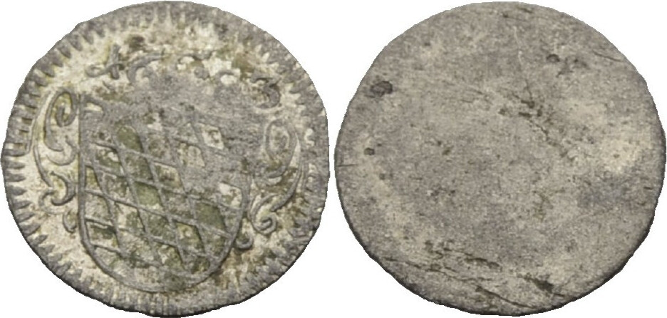 BAYERN HERZOGTUM Einseitiger Pfennig 1683 MAXIMILIAN II EMANUEL Sehr