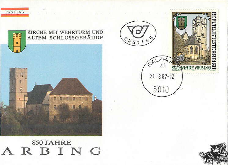 Österreich FDC 1987 5 S 850 Jahre Arbing MA Shops