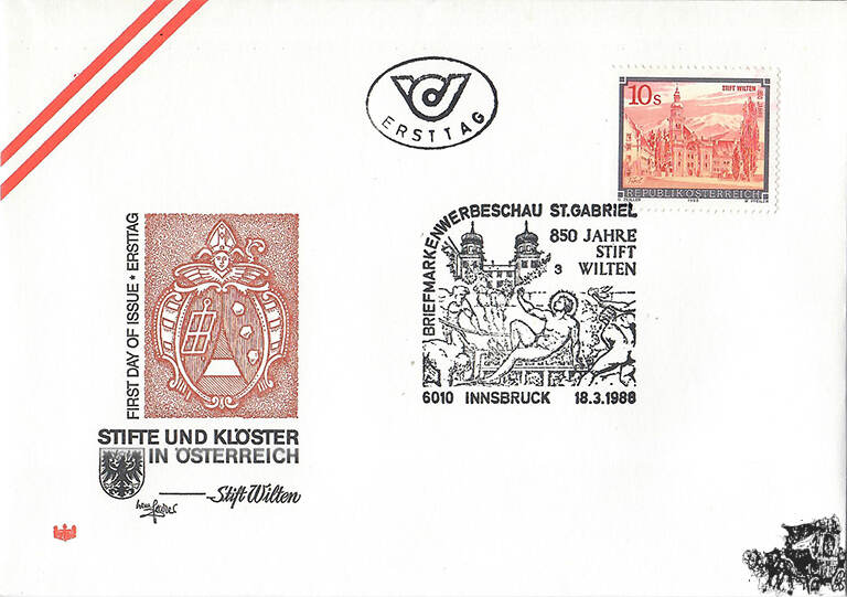 Österreich FDC 1988 10 S Freim Erg Wert Stifte und Klöster in