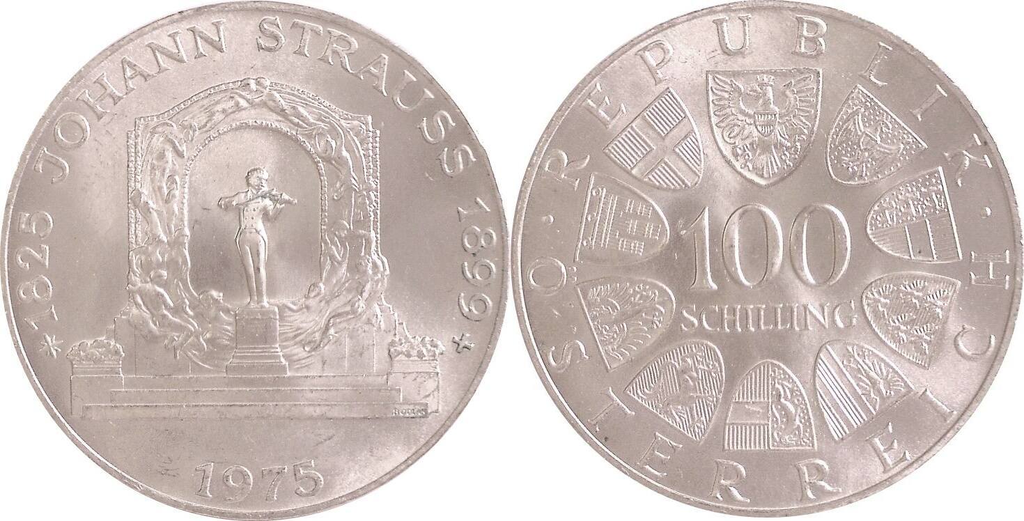 Österreich 100 Schilling 1975 150 Geburtstag von Johann Strauss jr vz