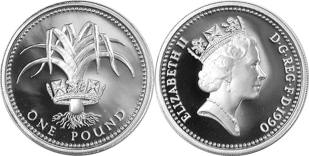 Gro Britannien Pound Florale Embleme Der Regionen Wales