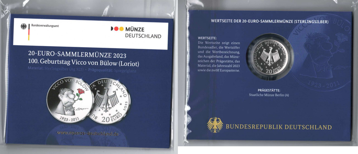 Deutschland BRD Germany 20 Euro 2023 A Sammlermünze 100