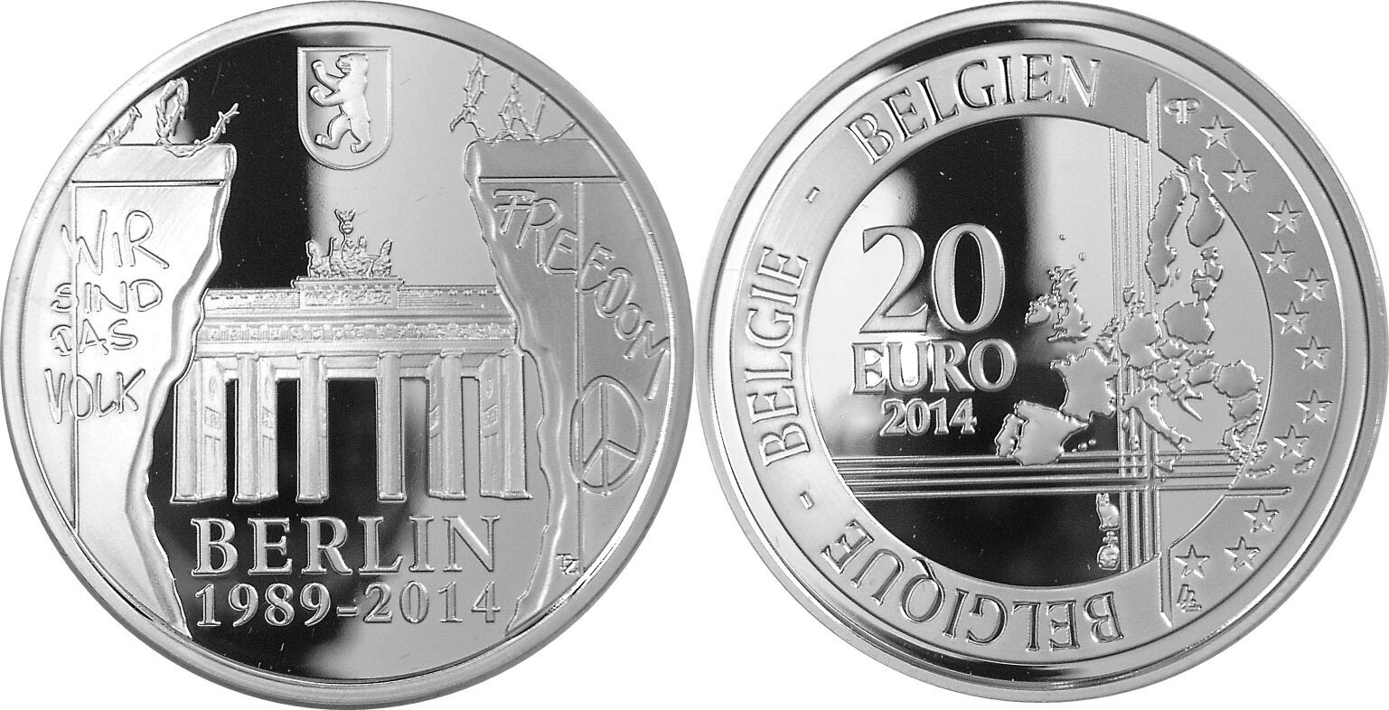 Belgien 20 Euro 2014 25 Jahrestag Des Falls Der Berliner Mauer PP In