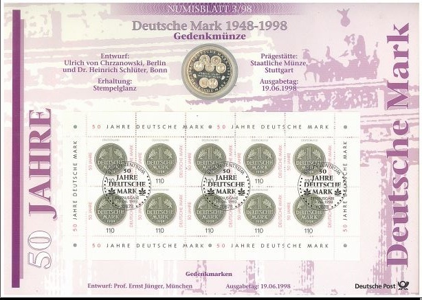 Deutschland Brd Dm Numisblatt Jahre Deutsche Mark