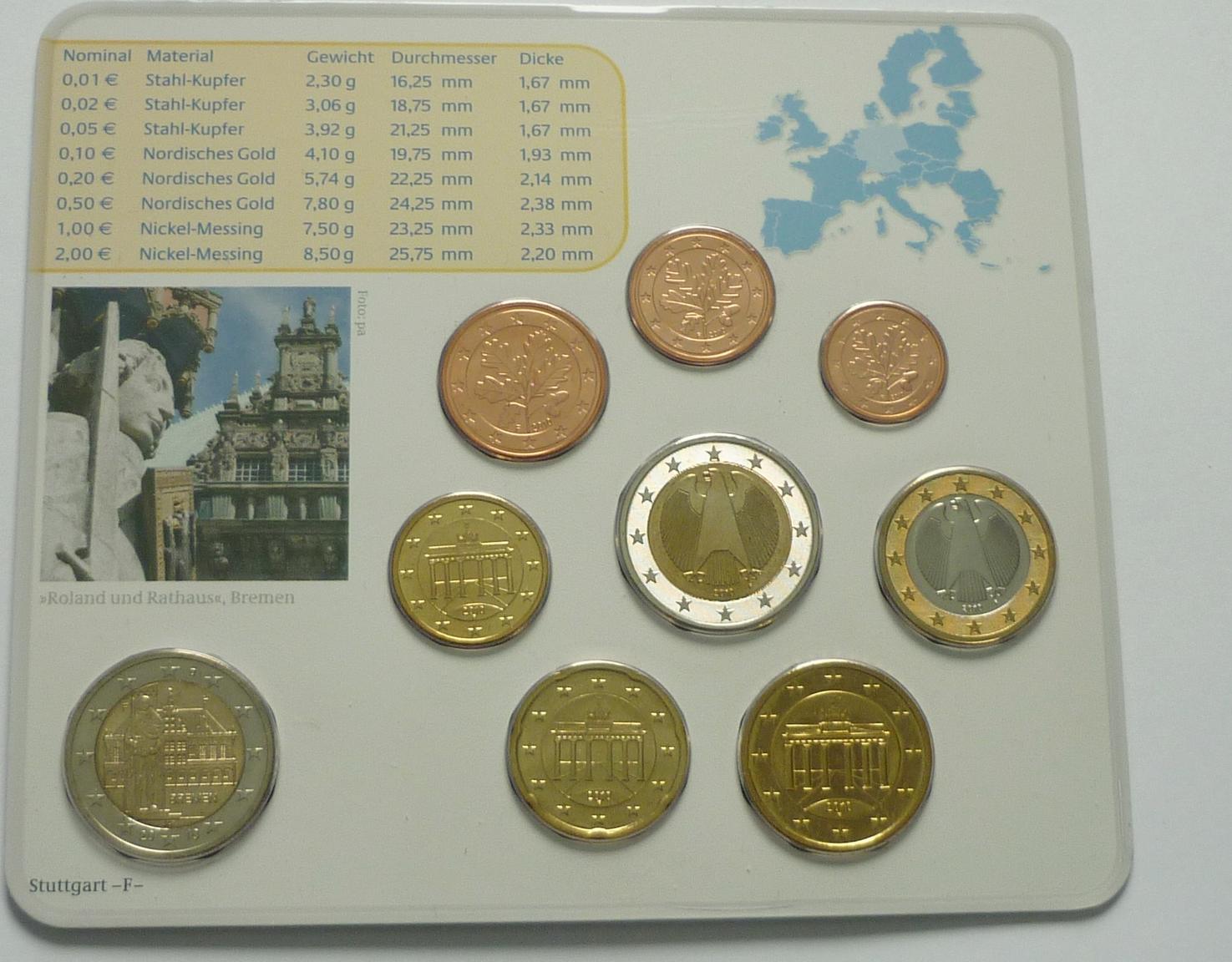 Deutschland BRD Germany 5 88 Euro 2010 F Euro Kursmünzensatz 2