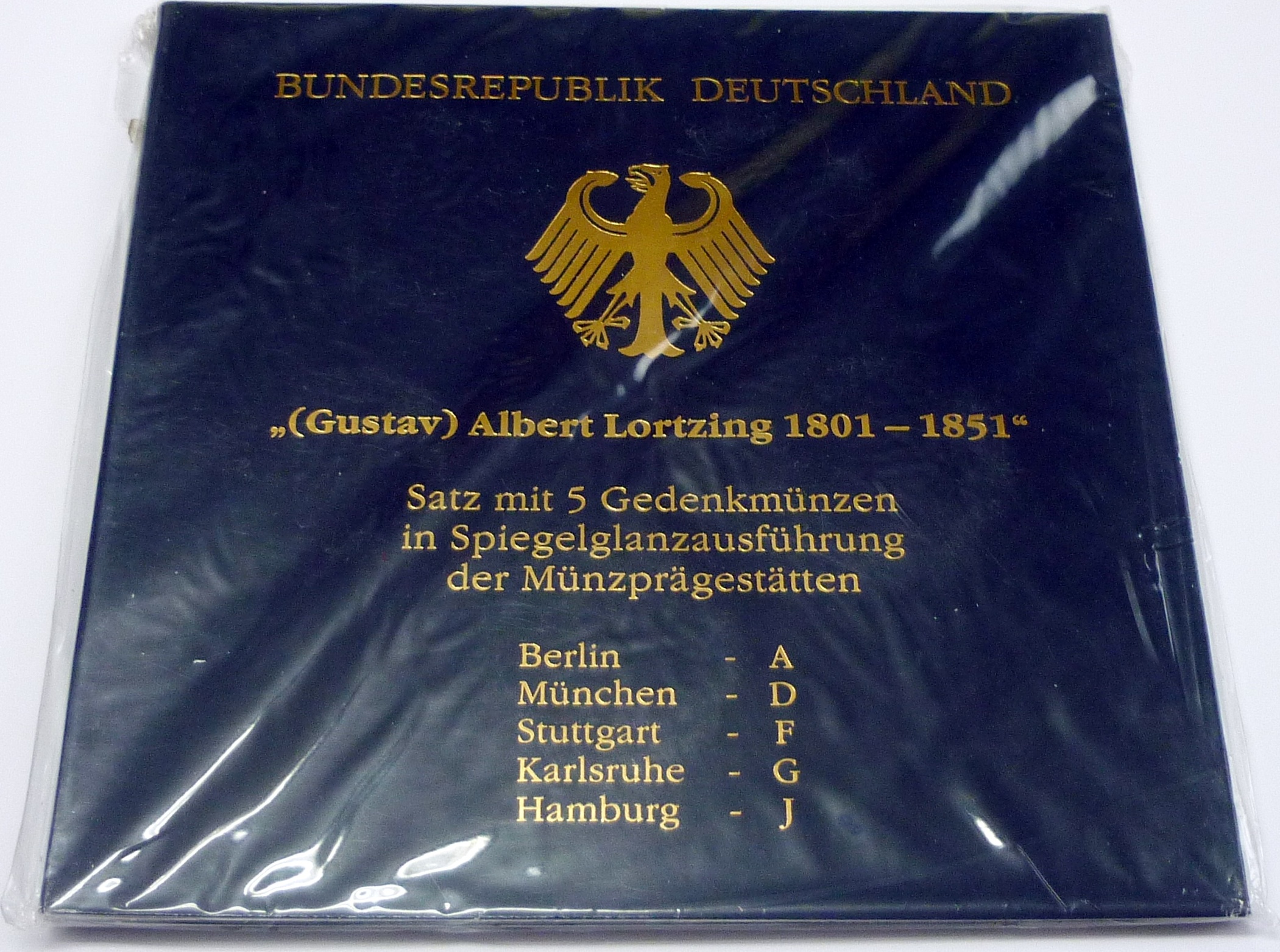 Deutschland BRD Germany 5 x 10 DM 2001 A J Gedenkmünzen Set