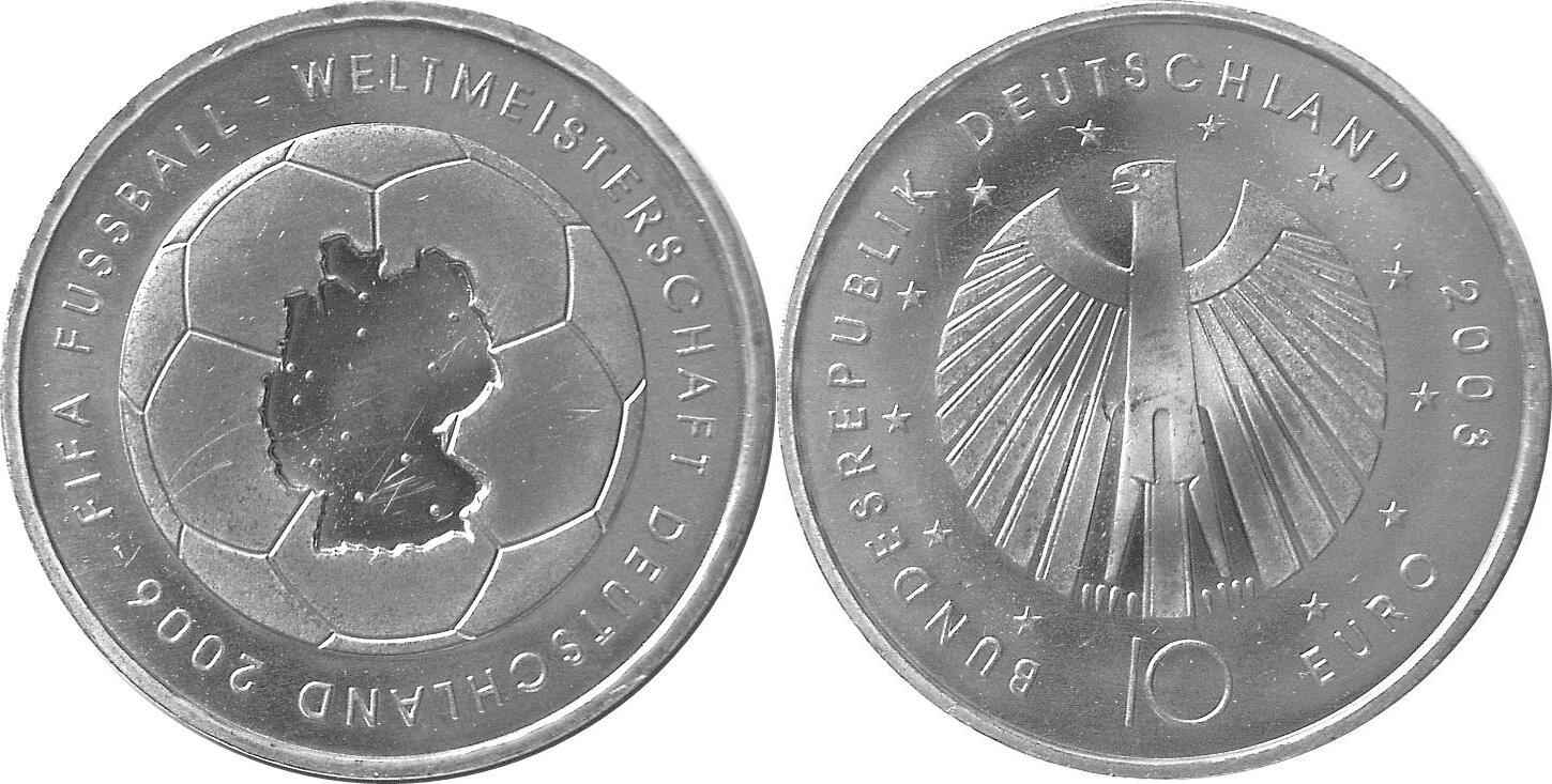 Deutschland BRD Germany 10 Euro 2003 F XVIII Fußball