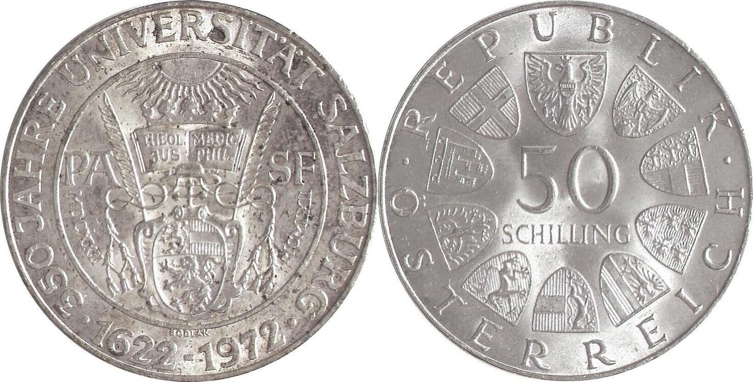 Österreich 50 Schilling 1972 350 Jahre Universität Salzburg ss vz MA