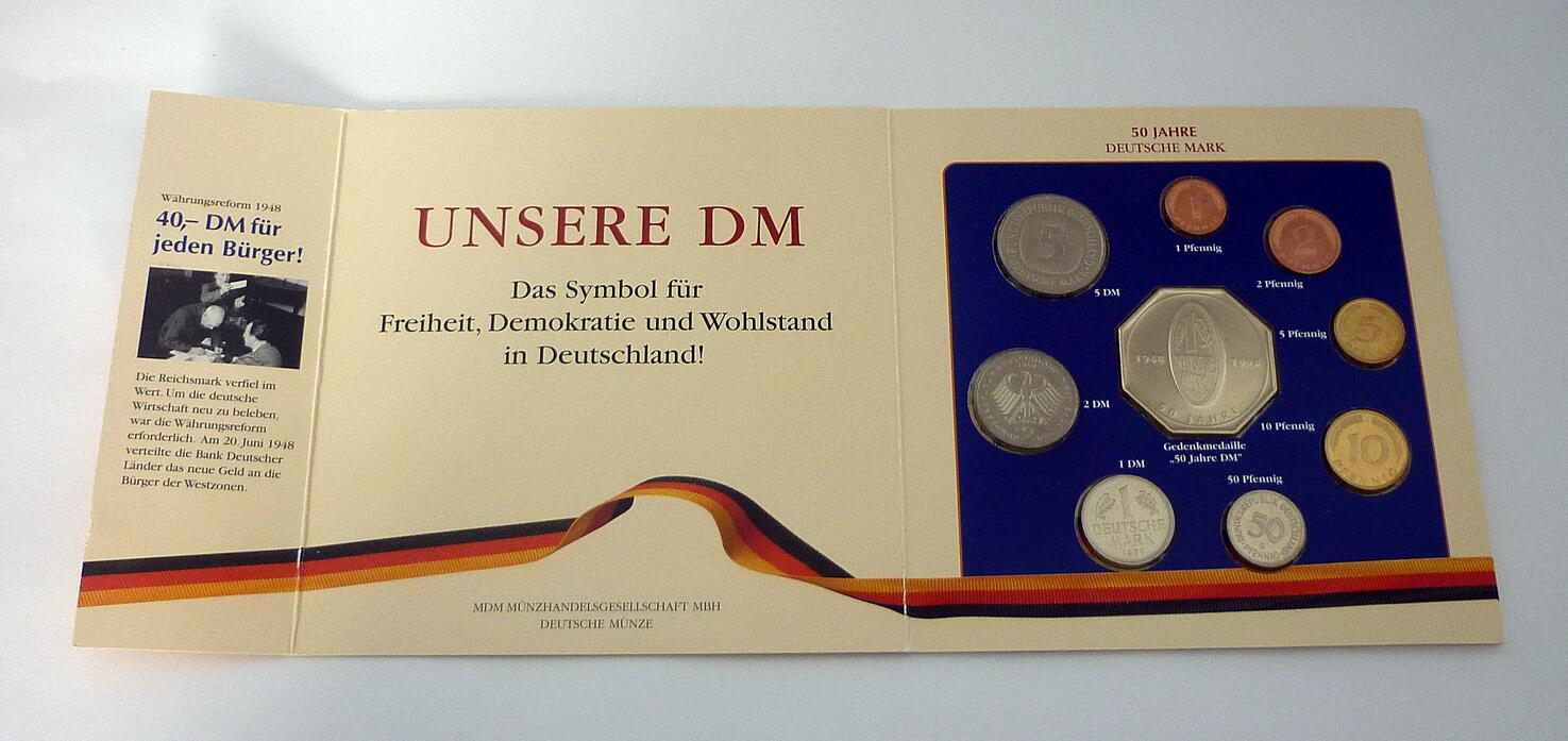 Deutschland BRD Germany DM Kursmünzensatz 50 Jahre Deutsche Mark