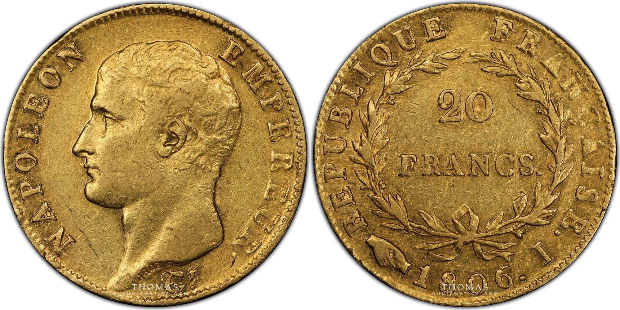 Coin France Napoleon Ier Gold Francs Or I Limoges Au Pcgs