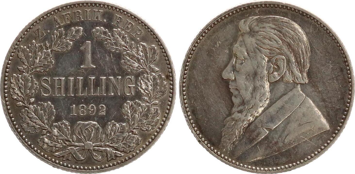 Südafrika 1 Shilling 1892 Ohm Krüger 1857 1902 ss vz MA Shops