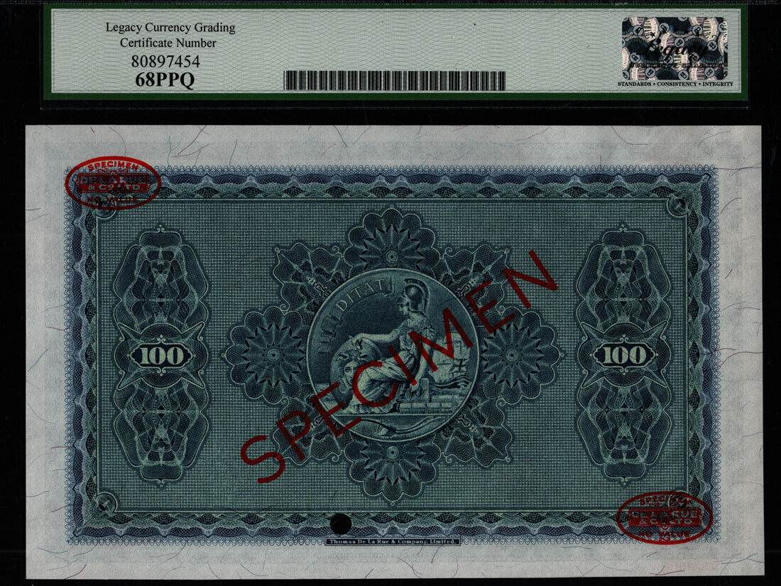 Welt Banknoten 100 POUNDS 1962 TT PK 165s SCOTLAND SPECIMEN LCG 68 PPQ