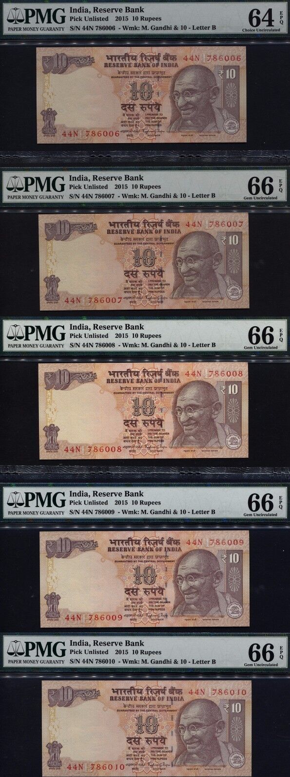 Welt Banknoten Rupee Tt India Sequential Sacred S N Thru