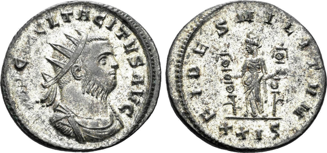 Roman Empire Antoninianus Tacitus Ad Fides Militum Holding