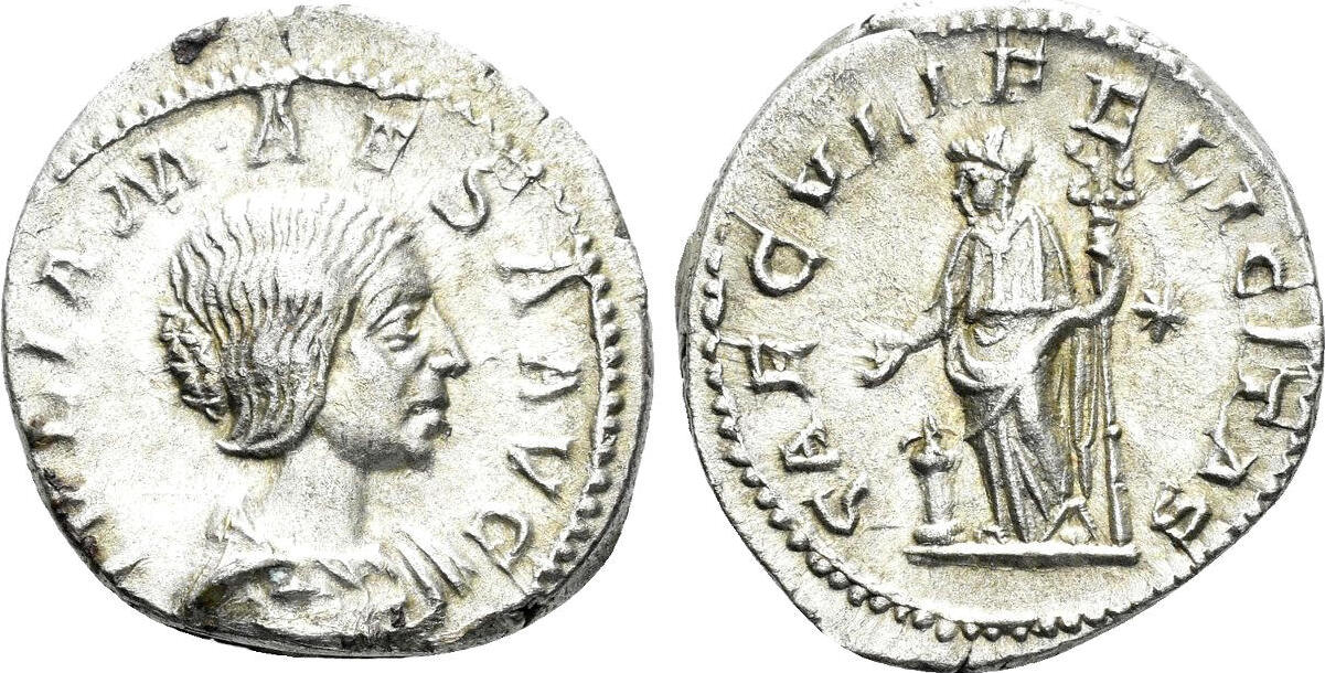 Roman Empire Denarius Julia Maesa Augusta Ad Felicitas