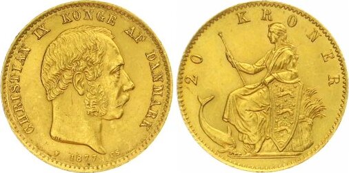 Dänemark 20 Kronen Gold 1877 Christian IX 1863 1906 Winzige Kratzer