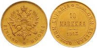 Finnland 10 Markkaa Gold Nikolaus II. von Russland 1894-1917.